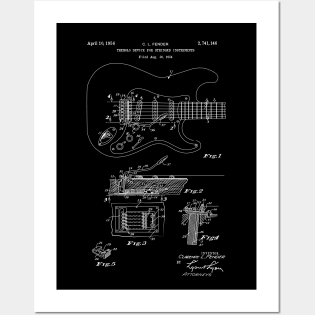 Tremolo Blueprint Wall Art by hizmusicapparel